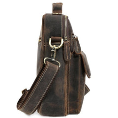 Casual Vintage Leather Mens Small Side Bag Small Messenger bag Small Crossbody Bag For Men - imessengerbags