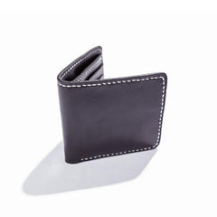 Black Handmade Leather Mens billfold Wallet Bifold Black Front Pocket Wallet Small Wallet For Men - imessengerbags