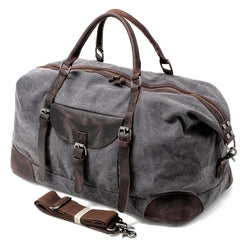 Cool Waxed Canvas Leather Mens Large Travel Weekender Bag Waterproof Duffle bag for Men