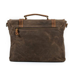 Mens Waxed Canvas Leather Side Bag Messenger Bag Canvas Courier Bag for Men