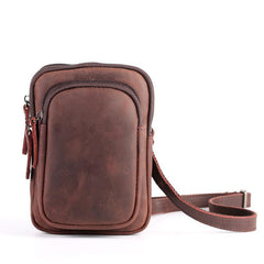 Cool Mens Leather Barrel Belt Pouch Mini Shoulder Bag Waist Bag Belt Phone Holster For Men - imessengerbags