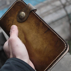 Handmade Mens Vintage Leather Long Biker Wallet Cool Long Chain Wallet for Men - imessengerbags