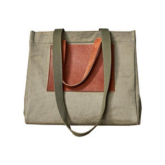 Vintage Canvas Leather Mens Tote Bag Green Tote Handbag Canvas Shoulder Tote for Men Women - imessengerbags