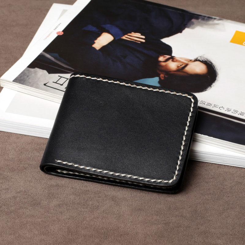 Handmade Leather Mens Cool Slim Leather Wallet Card Wallet Holders Men Small Wallets Bifold for Men - imessengerbags