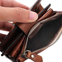 Handmade Mens Cool billfold Leather Wallet Men Small Slim Wallets Bifold for Men - imessengerbags