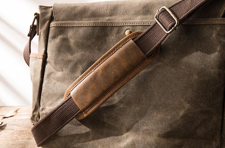 Waxed Canvas Messenger Bag - Vintage Shoulder Bag