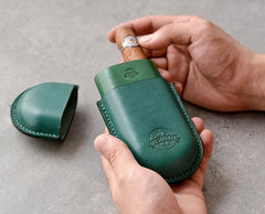 Cool Beige Leather Mens 2pcs Cigar Case Cool Custom Leather Cigar Case for Men - imessengerbags