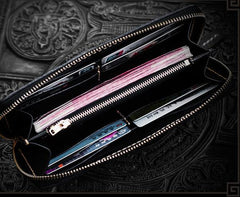 Handmade Leather Tibetan Mens Chain Biker Wallet Cool Leather Wallet Long Clutch Wallets for Men - imessengerbags