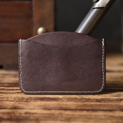 Handmade Mens Cool billfold Leather Wallet Men Small Card Slim Wallets Bifold for Men - imessengerbags