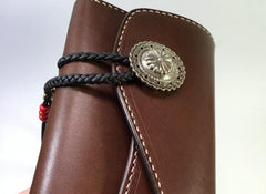 Handmade Leather Mens Clutch Wallet Cool Wallet Long Wallets for Men Women
