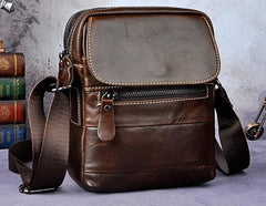 Cool Coffee Small Leather Mens Side Bag Messenger Bag Shoulder Bag for Men