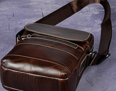 Cool Coffee Small Leather Mens Side Bag Messenger Bag Shoulder Bag for Men