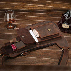Leather Mens Sling Bag Chest Bag Cool Sling Shoulder Bag Sling Backpack for men - imessengerbags