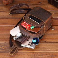 Cool Leather Chest Bag Sling Bag Sling Crossbody Bag Sling Travel Bag Sling Hiking Bags For Men - imessengerbags
