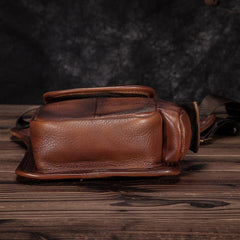 Cool Brown Leather Men's Waist Bag Phone Holster Shoulder Bag Mini Side Bag Belt Pouch For Men