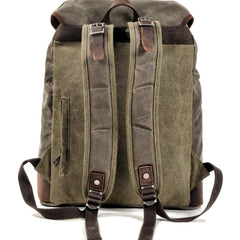 Waxed Canvas Leather Mens Waterproof Travel Green Backpack 15'' Computer Backpack for Men - imessengerbags