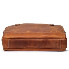 Vintage Brown Leather Men's Professional Briefcase 15‘’ Computer Briefcase Handbag For Men - imessengerbags
