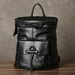 Genuine Leather Mens Cool Backpack Sling Bag Large Black Travel Bag Hiking Bag for men - imessengerbags
