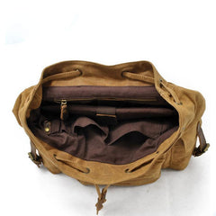 Inside of Waxed Canvas Leather Hiking Backpack Waxed Canvas Travel Backpack Waxed Canvas School Backpack Waxed Canvas College Backpack