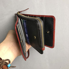 Genuine Leather Mens Cool Long Leather Wallet Cards Phone Zipper Clutch Wristlet Wallet for Men - imessengerbags