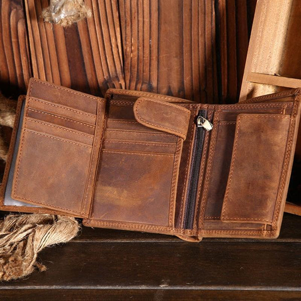 Vintage Leather Small Mens Wallet Bifold billfold Wallet for Men - imessengerbags