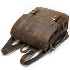 Vintage Brown Leather Men's 14inch Laptop Backpack College Backpack For Men - imessengerbags
