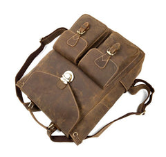 Brown Casual Mens Leather 15-inch Large Backpack Black Travel Backpacks School Backpacks for men - imessengerbags