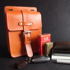 Handmade Black Brown Leather Mens Waist Bag Belt Pouch Phone Hip Bag For Men - imessengerbags