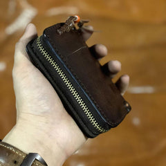 Handamde Genuine Leather Mens Cool Key Wallet Card Slim Wallet Key Holder Car Key Case for Men - imessengerbags