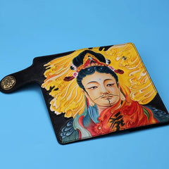 Handmade Leather Quan yin Buddha Mens Chain Biker Wallet Cool Leather Wallet With Chain Wallets for Men - imessengerbags