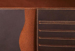 Handmade Mens Leather Small Slim Passport Wallet Vintage Bifold Long Wallet For Men - imessengerbags