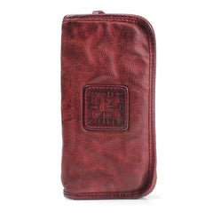 Handmade Leather Mens Cool Black Long Leather Wallet Brown Zipper Clutch Wallet Phone Bag for Men - imessengerbags