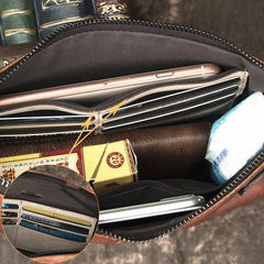 COOL MEN LEATHER ZIPPER LONG CLUTCH WALLETS ZIPPER VINTAGE Brown Envelope Bag FOR MEN - imessengerbags