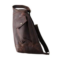 Genuine Leather Mens Cool Chest Bag Sling Bag Crossbody Bag Travel Bag Hiking Bag for men