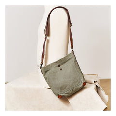 Cool Canvas Mens Womens Green Side Bag 12 inches Canvas Messenger Bags Courier Bag for Men Women - imessengerbags