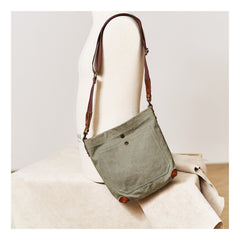 Cool Canvas Mens Womens Green Side Bag 12 inches Canvas Messenger Bags Courier Bag for Men Women