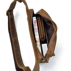 Cool Dark Brown LEATHER MENS FANNY PACK FOR MEN BUMBAG Vintage WAIST BAGS - imessengerbags