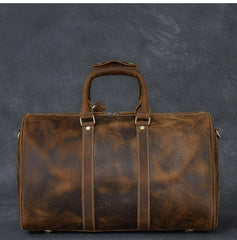 Retro Brown Leather Men's Business Overnight Bag Large Travel Bag Duffel Bag Weekender Bag For Men