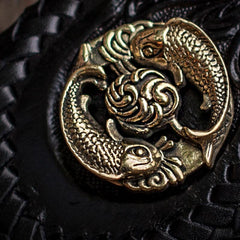 Handmade Leather Carp Mens Chain Biker Wallet Cool Leather Wallet With Chain Wallets for Men - imessengerbags