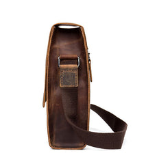 Dark Brown Casual Leather 8 inches Shoulder Vertical Postman Bag Messenger Bags Courier Bag for Men - imessengerbags