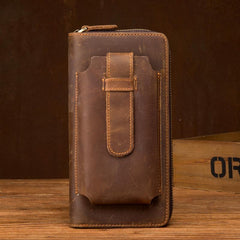 Brown Cool Mens long Wallet Wristlet Bag Clutch Wallet Mobile Long Wallet for Men - imessengerbags