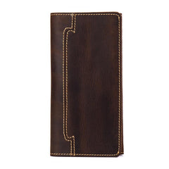 Cool Dark Brown Mens long Wallet Trifold Multi Cards Long Wallet  for Men - imessengerbags