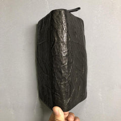 Genuine Leather Mens Cool Long Leather Wallet Zipper Clutch Wristlet Wallet for Men - imessengerbags