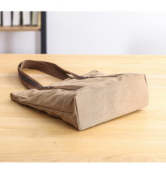 Casual Canvas Mens Womens Large 14‘’ Khaki Handbag Tote Bag Brown Shoulder Bag Tote Purse For Men - imessengerbags