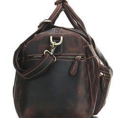 Cool Vintage Coffee Black Leather Mens Overnight Bags Travel Bags Weekender Bags For Men - imessengerbags