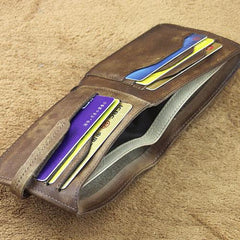 Handmade Mens Cool billfold Leather Wallet Men Small Slim Wallets Bifold for Men - imessengerbags