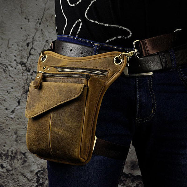 Cool Cell Phone Holsters Leather Belt Pouches for Men Leg Drop Bag waist BAG Shoulder Bag For Men