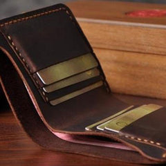 Handmade Leather Mens Cool Slim Leather Wallet Men Small Wallets Bifold for Men - imessengerbags