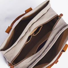 Mens Leather Canvas Travel Bag Canvas Handbag Canvas Weekender Bag for Men - imessengerbags