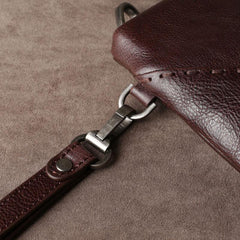 Genuine Leather Mens Clutch Cool Slim Wallet Zipper Clutch Wristlet Bag Wallet for Men Women - imessengerbags